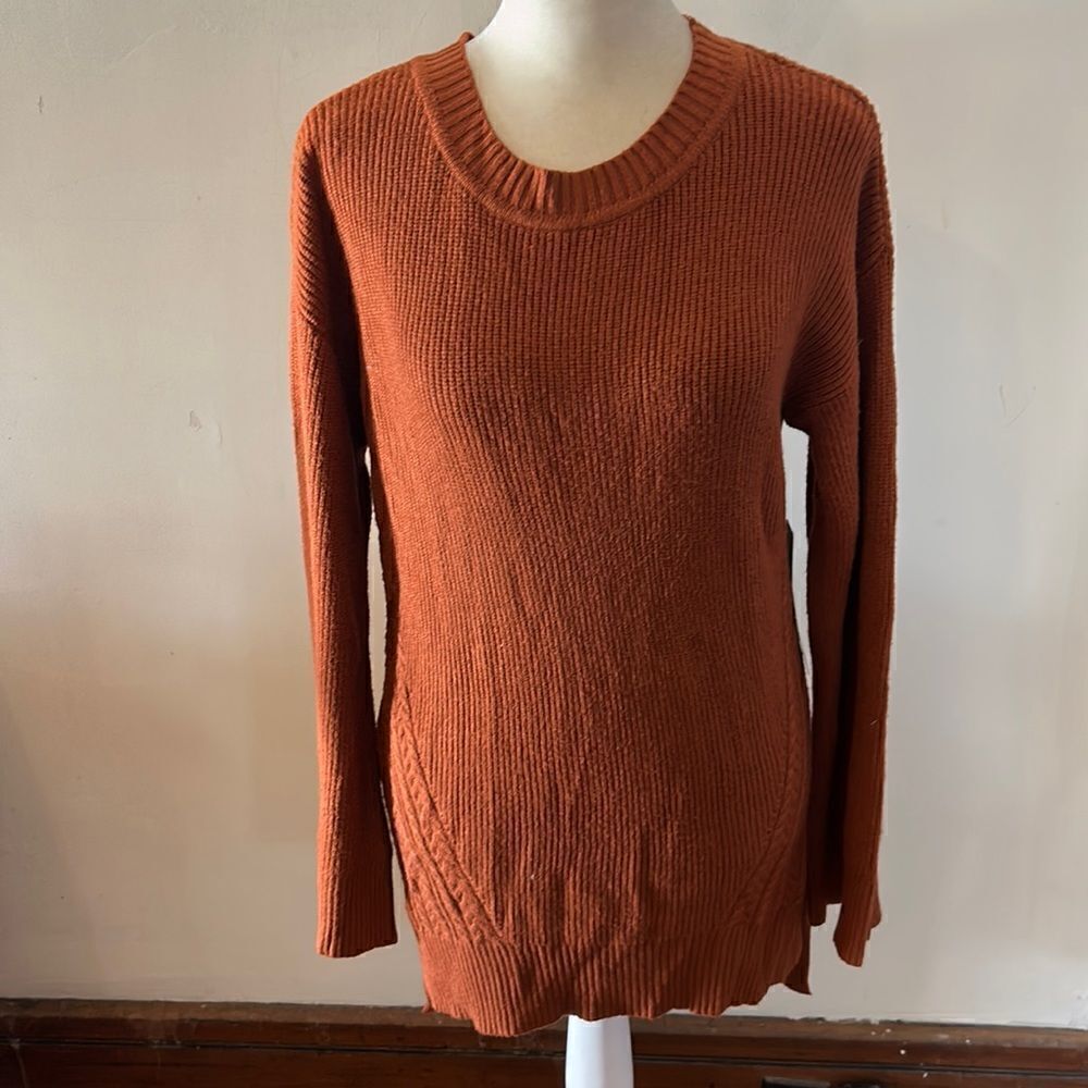 Cyrus burnt orange long sleeve crewneck long sweater Size S New